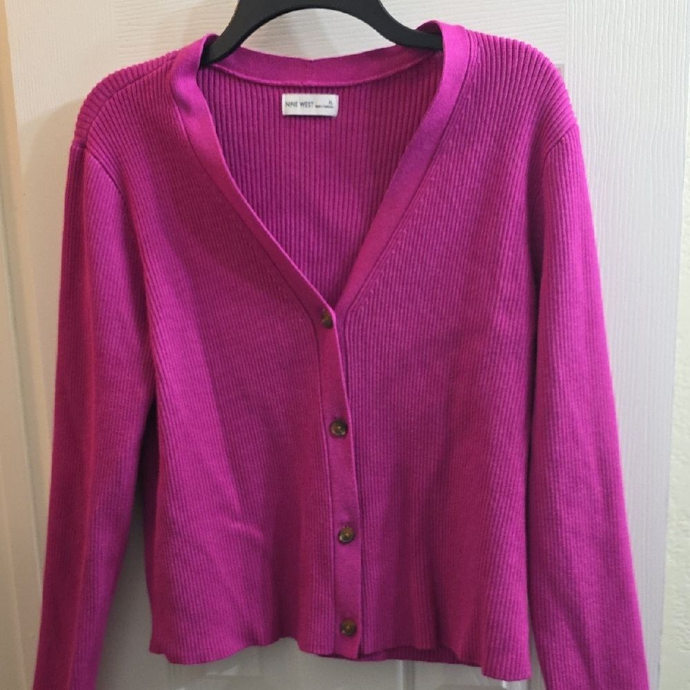Nine West Women's Vibrant Pink Cardigan Size XL